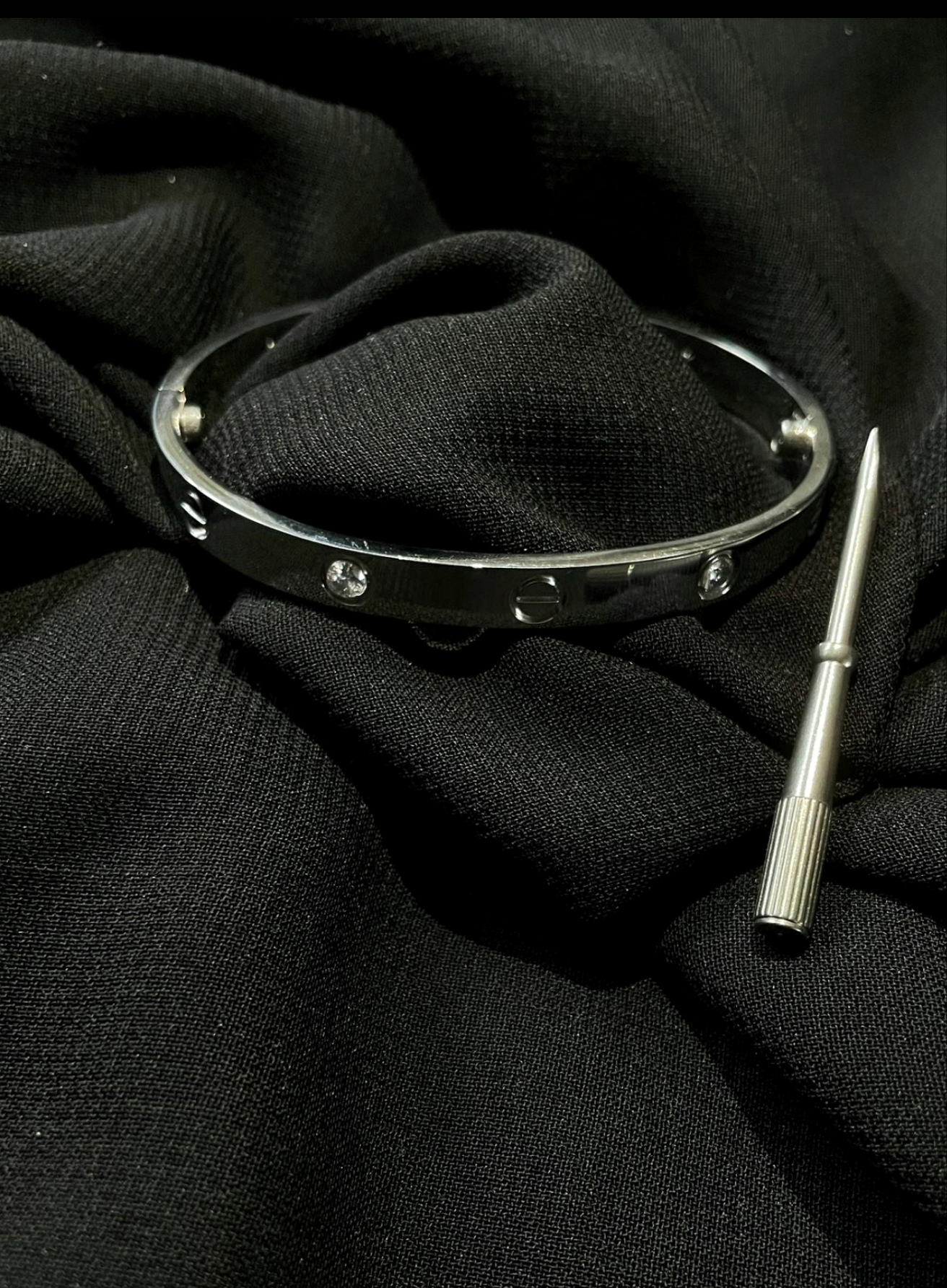 Silver Diamond Bangle