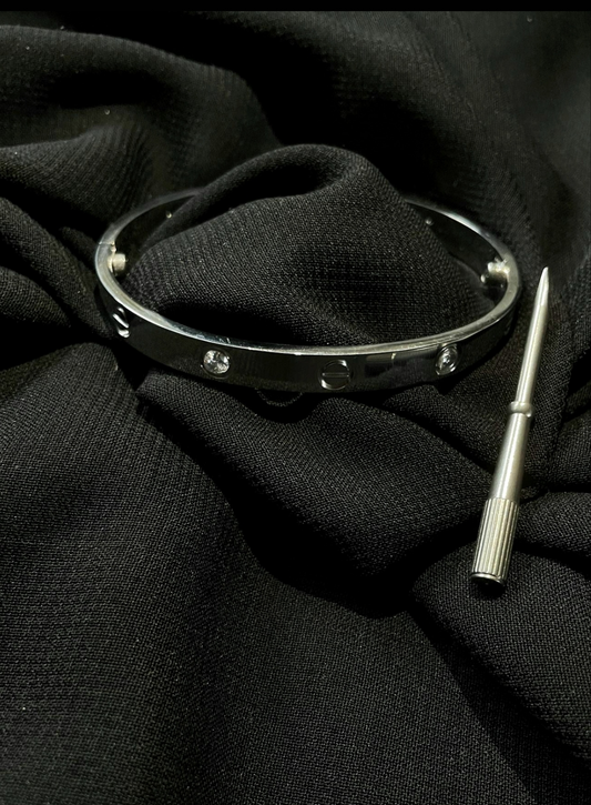 Silver Diamond Bangle